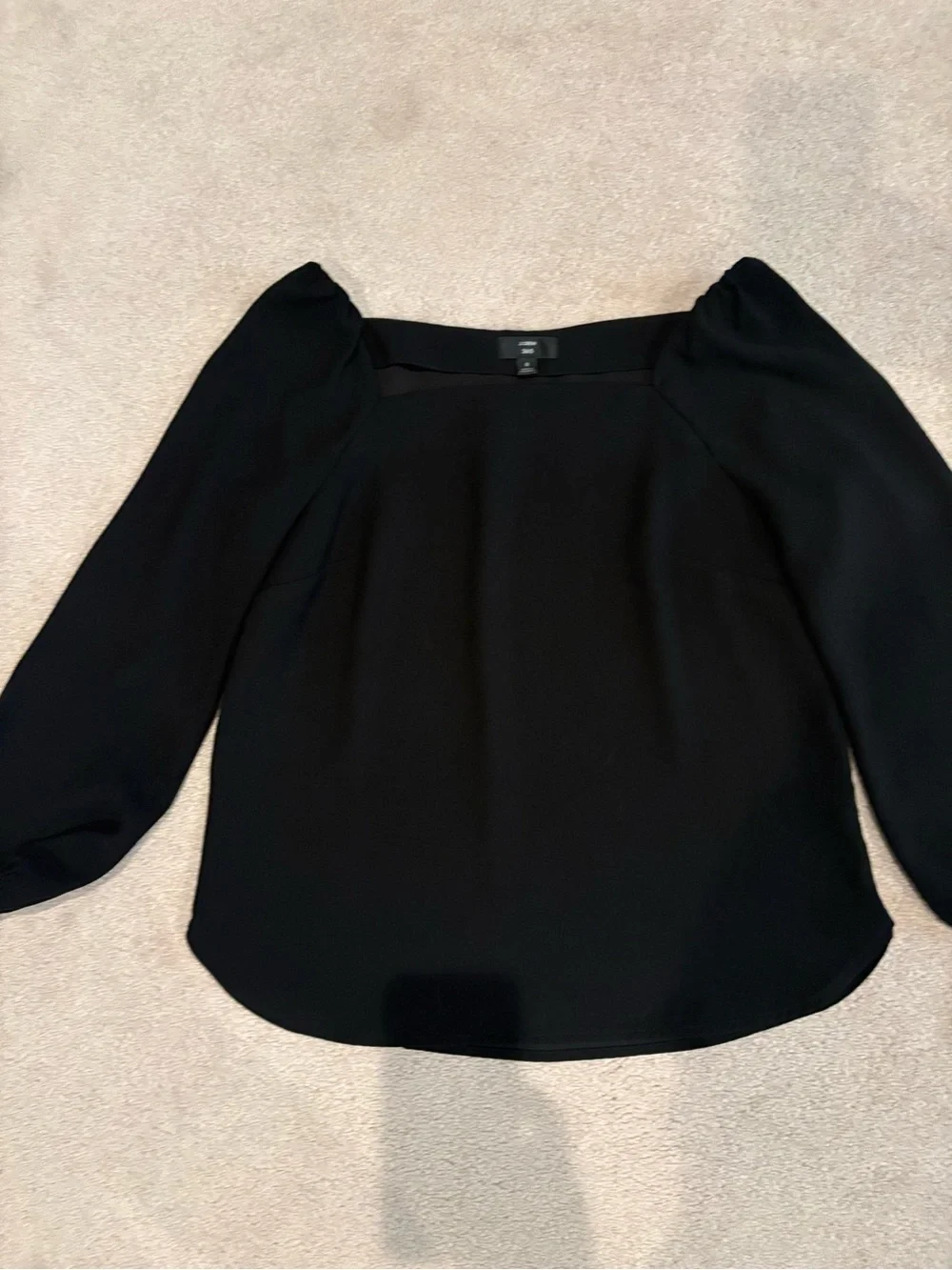 J.Crew 365 Puff Sleeve Blouse Black Size 8 Career Office Top